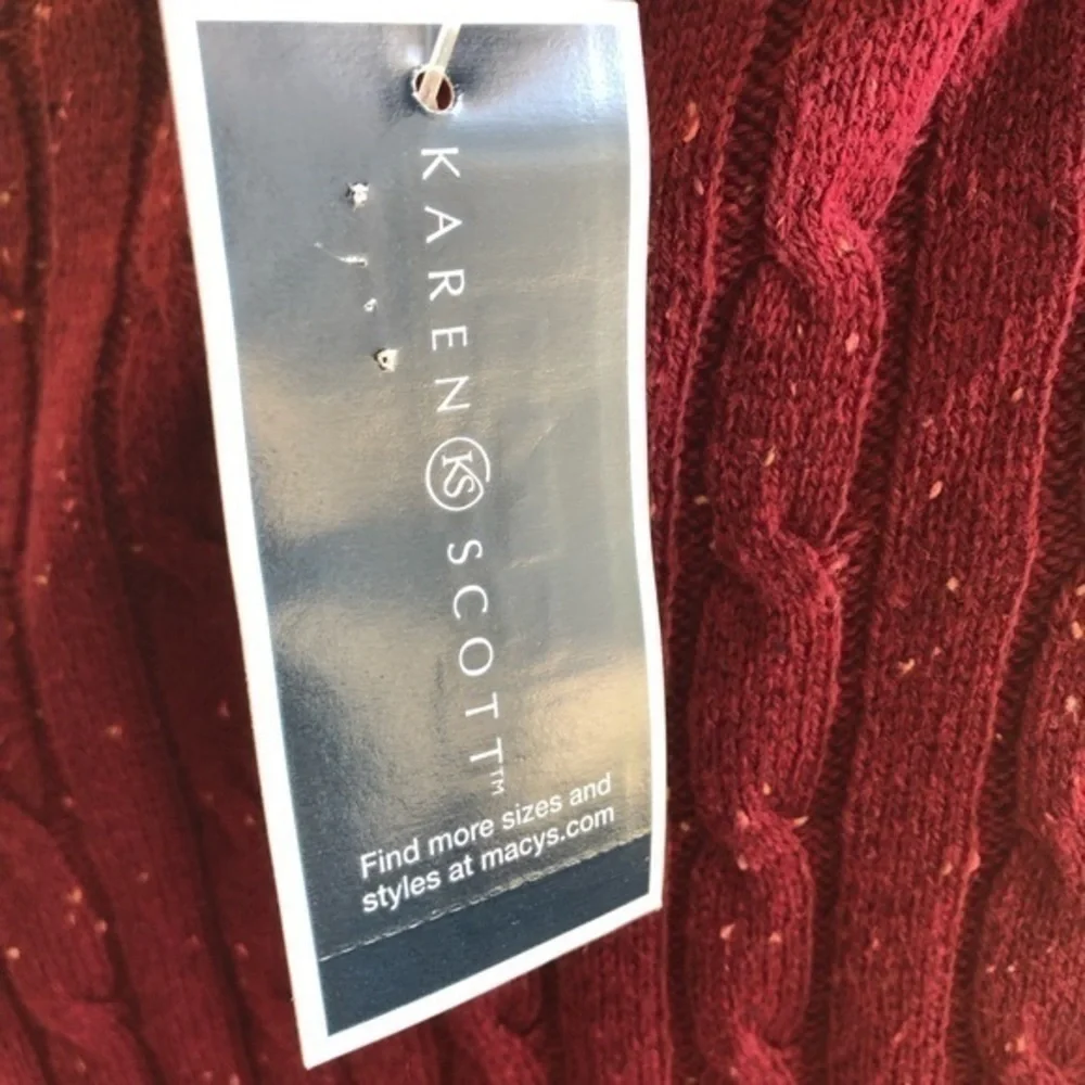 Karen Scott Cable Knit Crew Neck Sweater sz XL